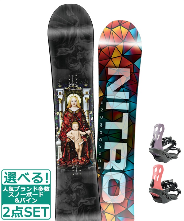 ☆スノーボード＋バインディング 2点セット NITRO ナイトロ DEMAND LTD GULLWING FLUX フラックス EM-WMNS 23-24モデル ムラサキスポーツ