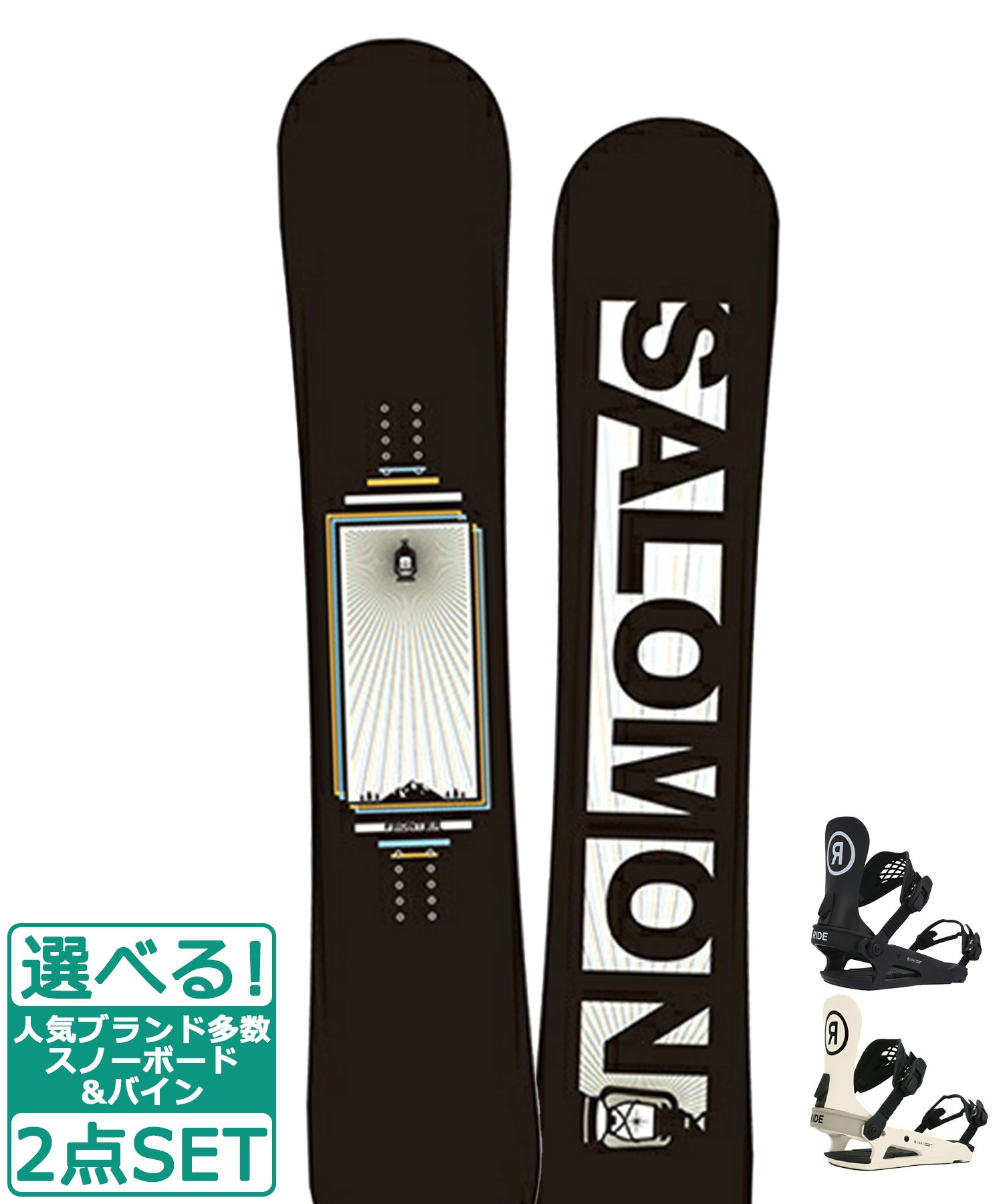 ☆スノーボード＋バインディング 2点セット SALOMON サロモン FRONTIER RIDE ライド R22040110 C-2 23-24モデル ムラサキスポーツ(153cm-BLACK-M)