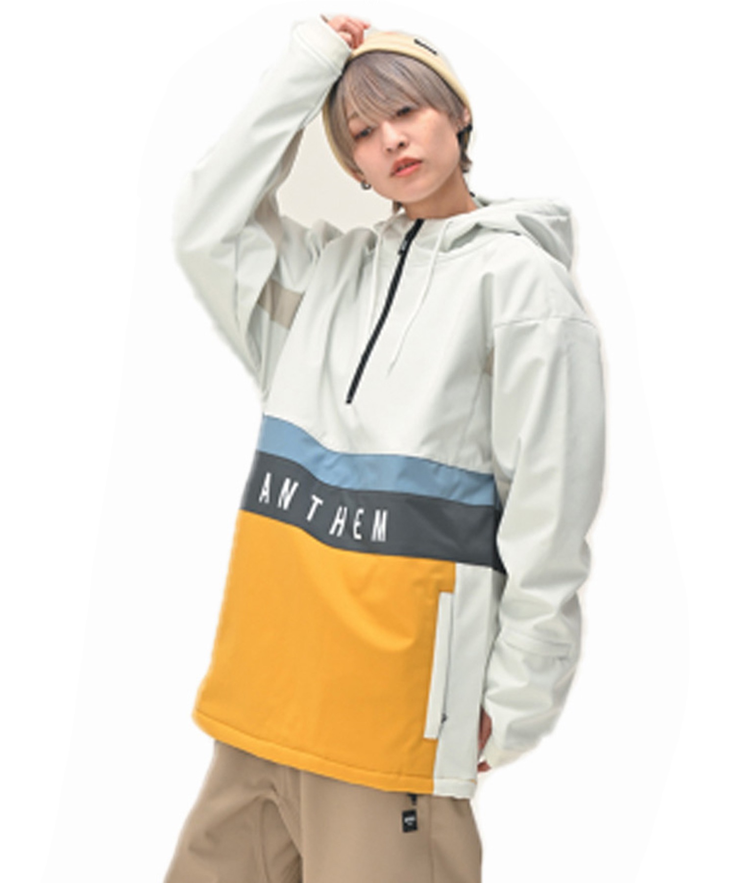 スノーボード ウェア ジャケット ユニセックス ANTHEM アンセム AN23040 WINGZIP 23-24モデル kk C25(OFFWHITEMUSTARD-S)