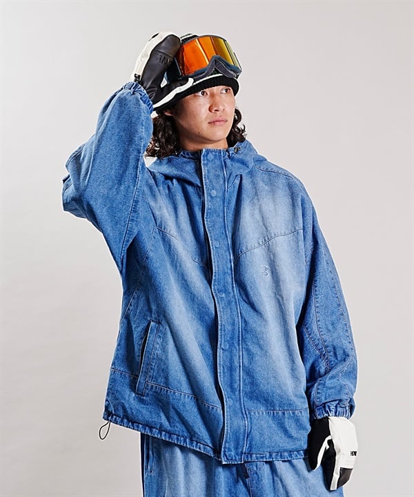 スノーボード ウェア ジャケット ユニセックス BSRABBIT ビエスラビット WAX REAL DENIM HOODED 23-24モデル KK G21