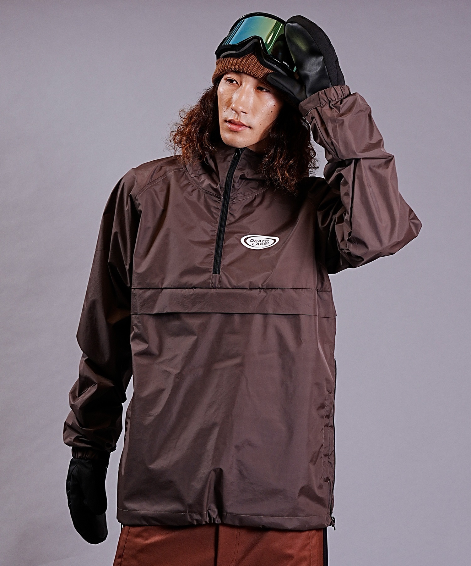 スノーボード ウェア ジャケット ユニセックス DEATHLABEL デスレーベル ANORAK JKT LOGO 23-24モデル ムラサキスポーツ KK I21(BROWN-M)