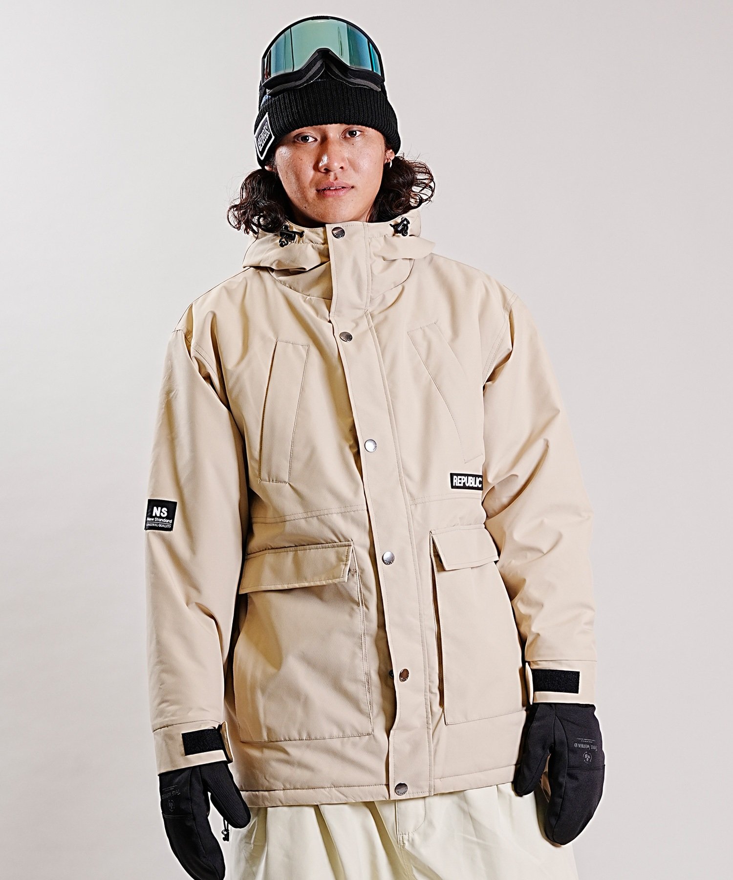 REPUBLIC リパブリック スノーボード ウェア ジャケット ユニセックス NAUGHTY MOUNTAIN PARKA 23-24モデル KK H5(Khaki-S)