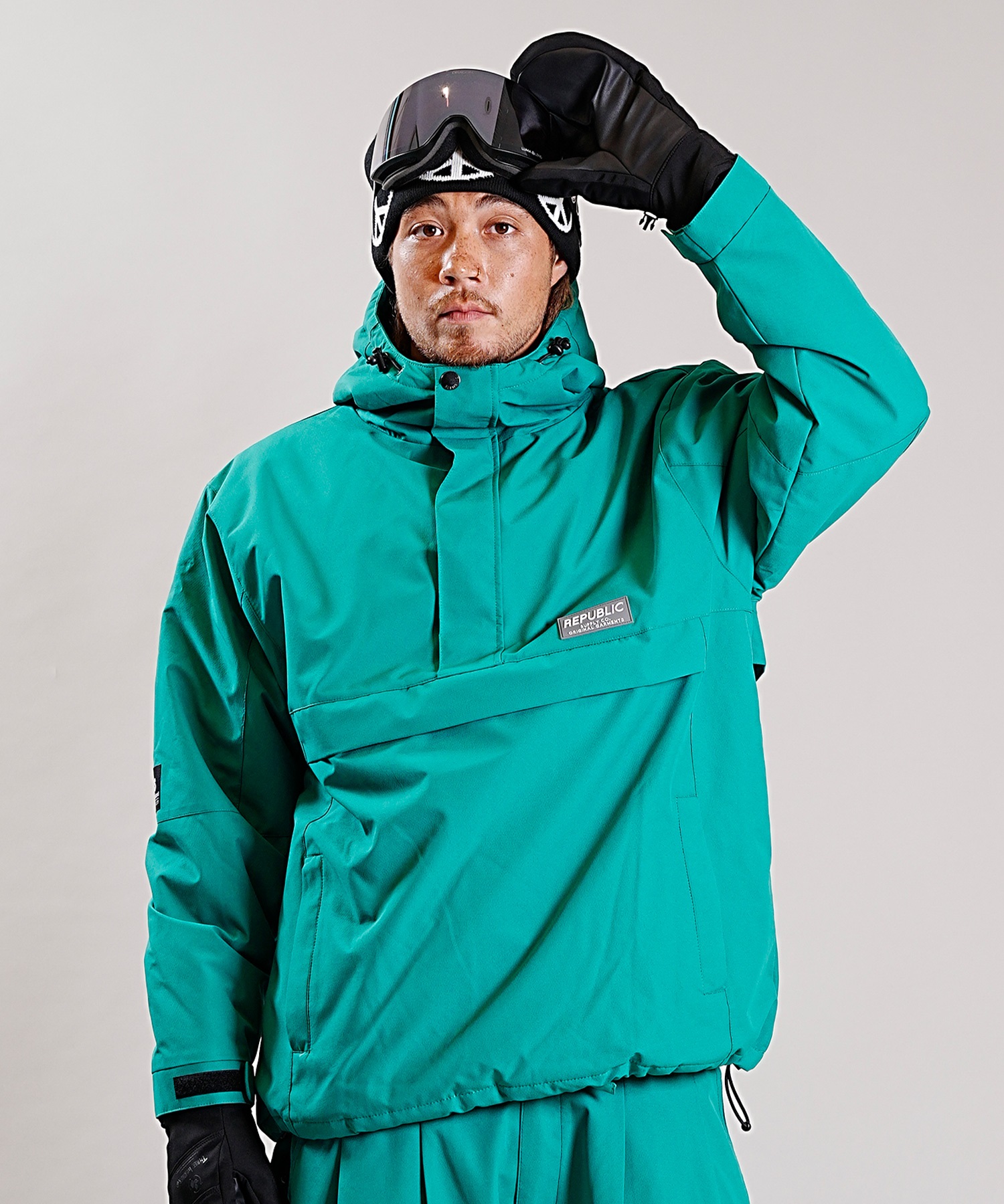 REPUBLIC リパブリック スノーボード ウェア ジャケット ユニセックス TRAIL PULLOVER JACKET 23-24モデル KK H5(Green-S)