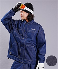 REPUBLIC リパブリック スノーボード ウェア ジャケット ユニセックス HUNTAING DENIM COAT JACKET 23-24モデル KK H5(Indigo-S)