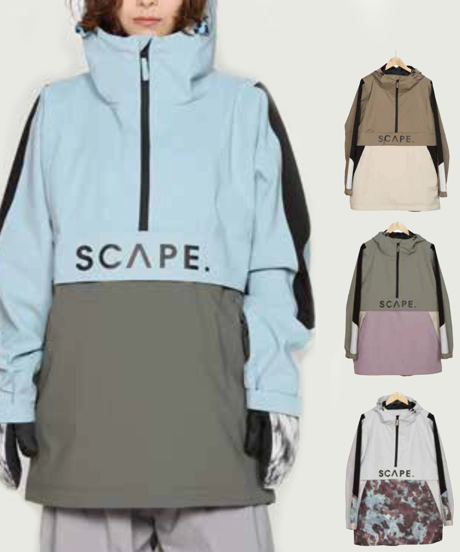 スノーボード ウェア ジャケット ユニセックス SCAPE エスケープ 71123303 ANORAK 23-24モデル ムラサキスポーツ KK C31(KHAKIIVORY-S)