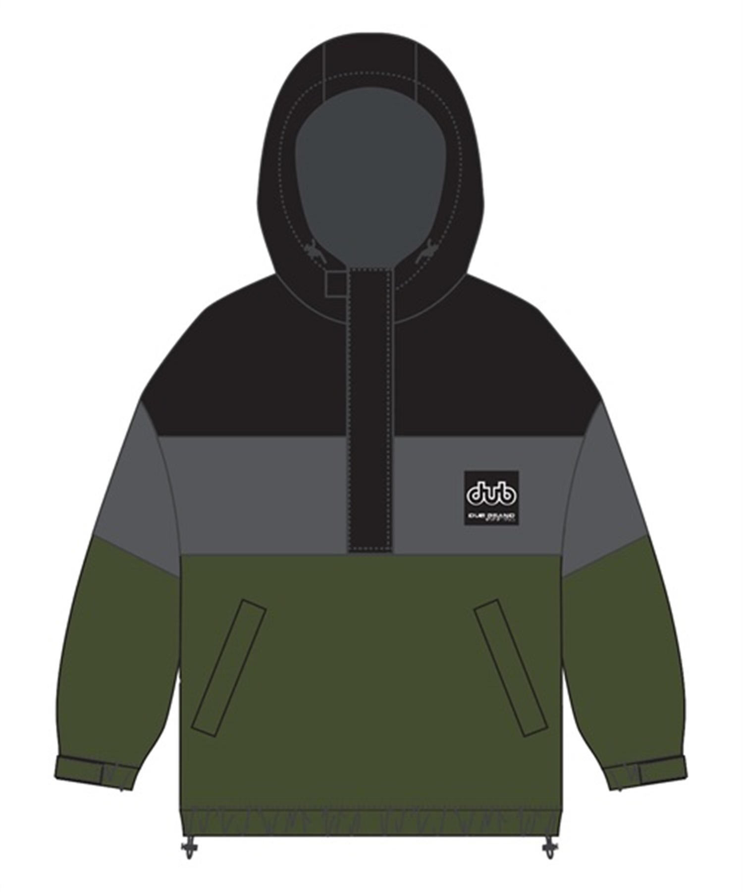 スノーボード ウェア ジャケット ユニセックス DUB ダブ HALF-ZIP PANEL 23-24モデル ムラサキスポーツ KX G29(OLIVE-M)