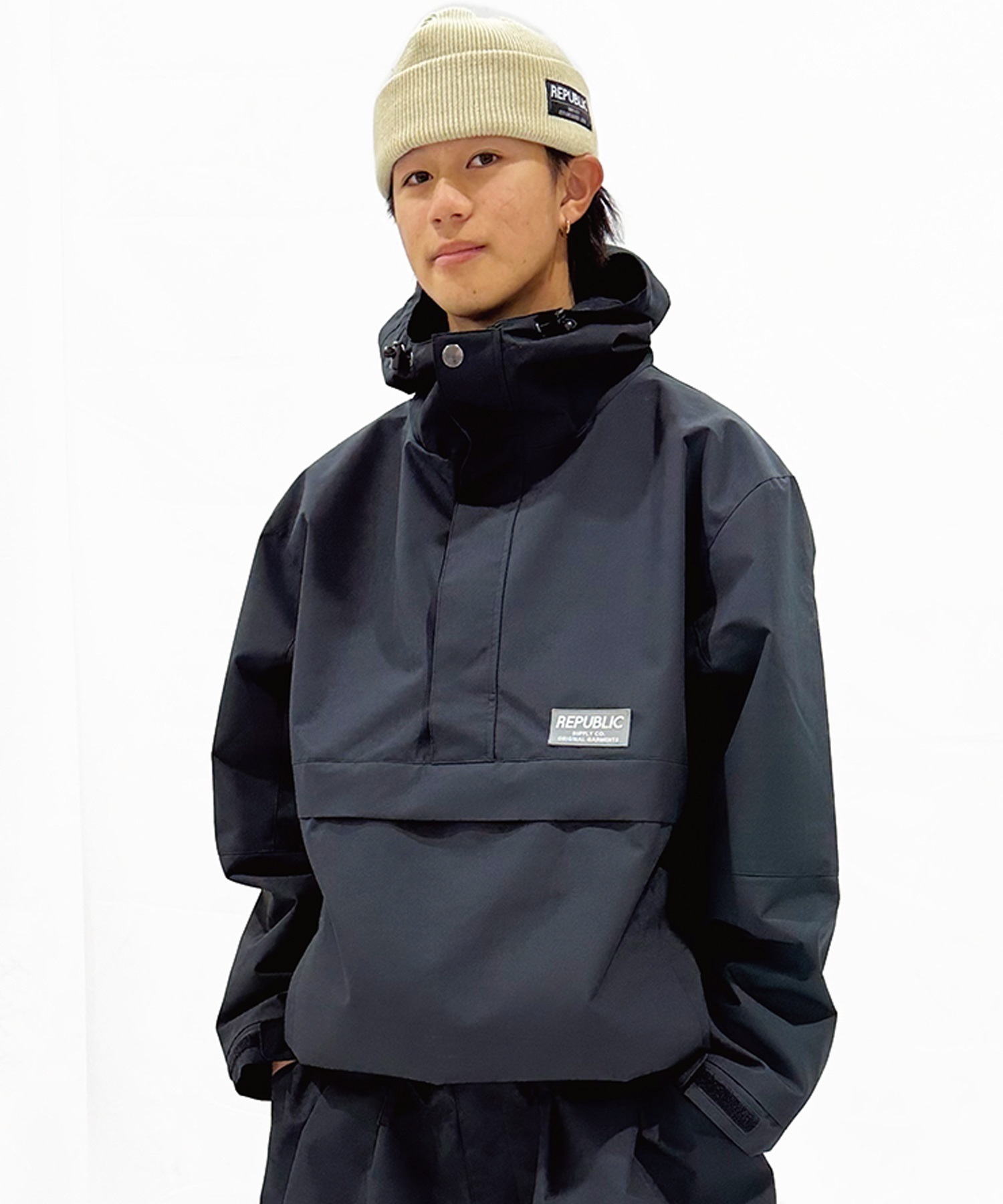 【早期購入/店頭受取対象外】REPUBLIC リパブリック スノーボード ウェア ジャケット ユニセックス JK TRAIL PULLOVER ムラサキスポーツ 24-25モデル LL E9(BLK-S)