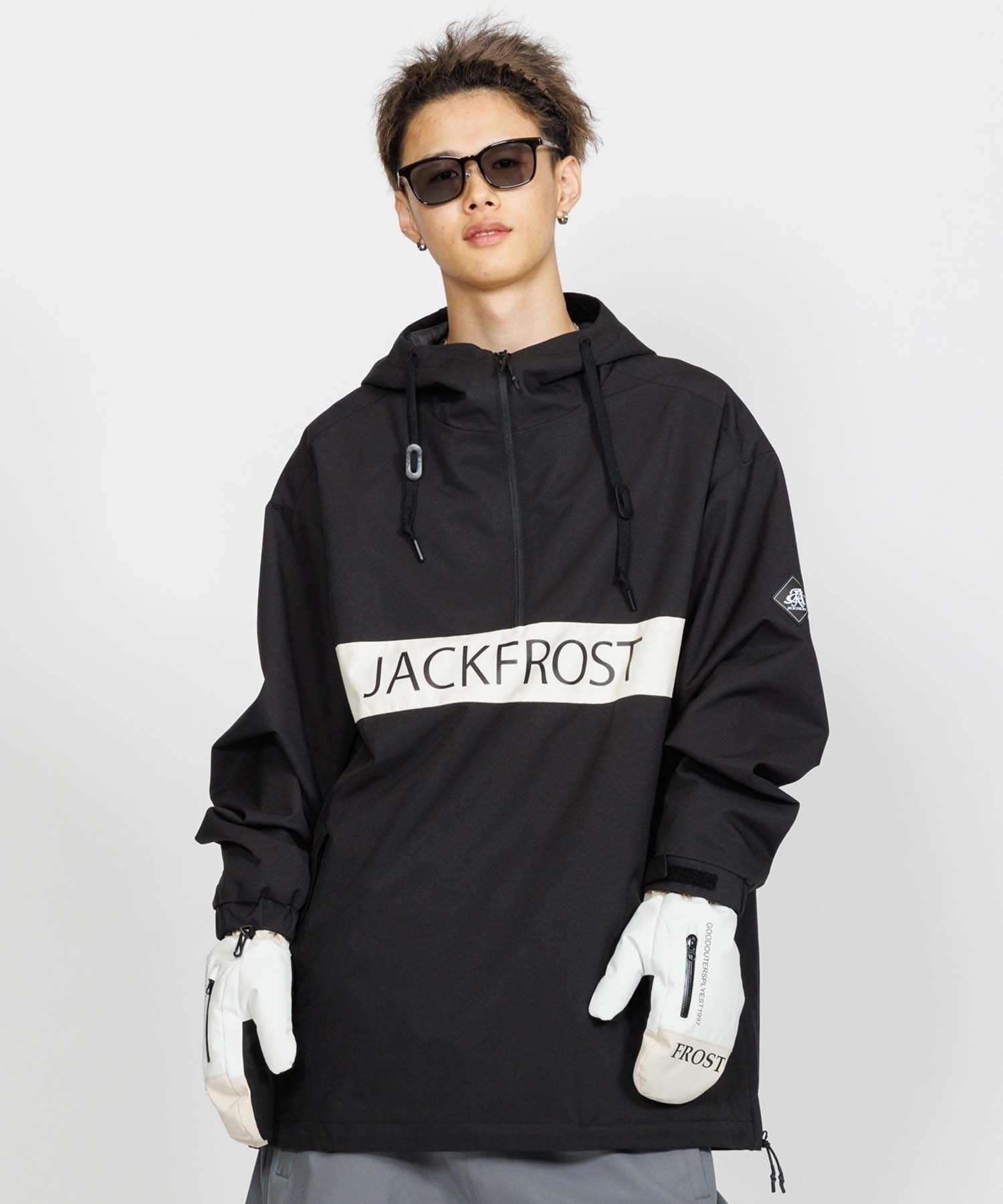 【早期購入/店頭受取対象外】JACK FROST ジャックフロスト スノーボード ウェア ジャケット ユニセックス WIDE PULLOVER ムラサキスポーツ 24-25モデル LX D25(BLACK-S)