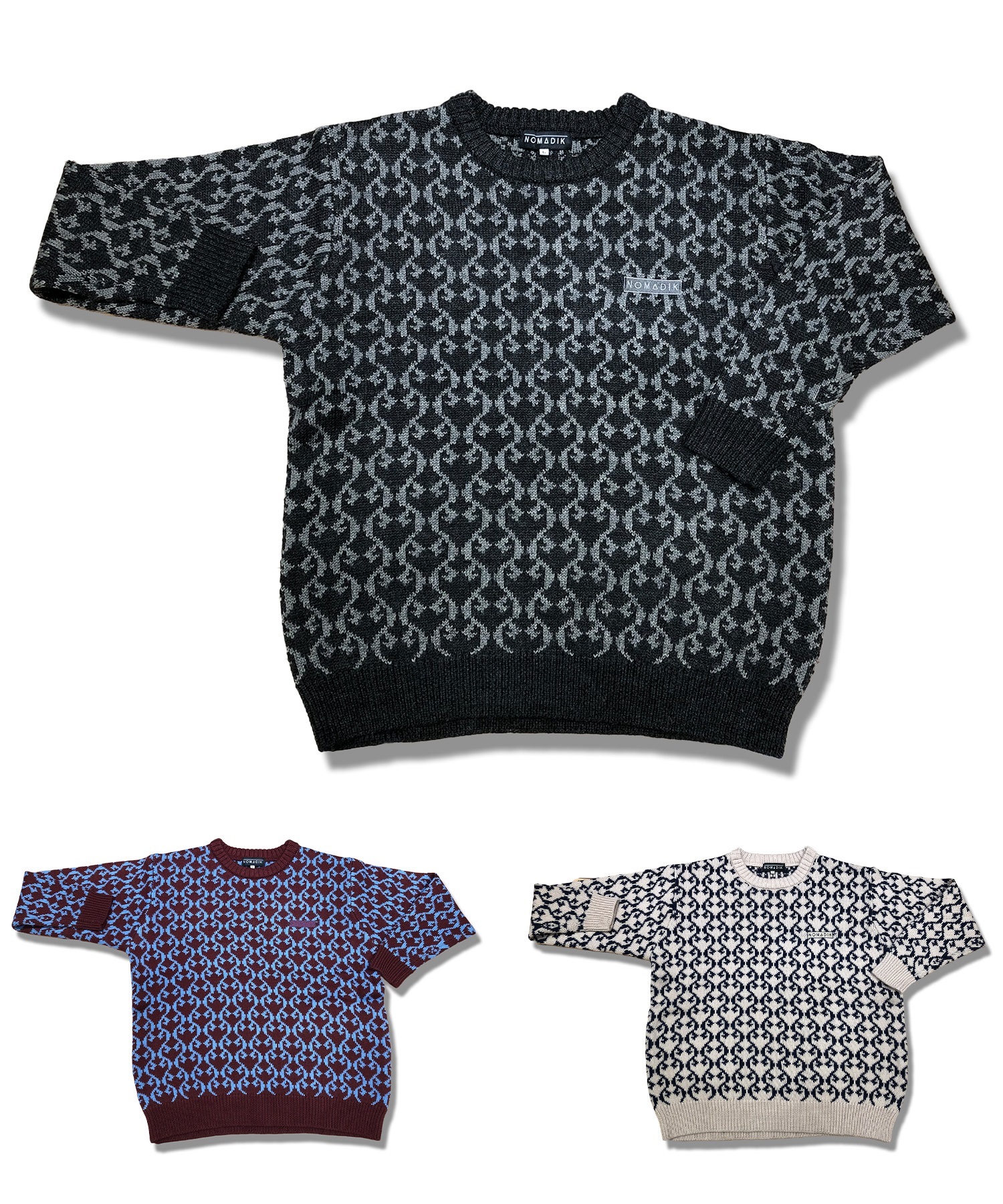 NOMADIK ノマディック スノーボード インナーウェア セーター メンズ IN JACQUARD SWEATER ムラサキスポーツ 24-25モデル LL L21(GRAY-M)