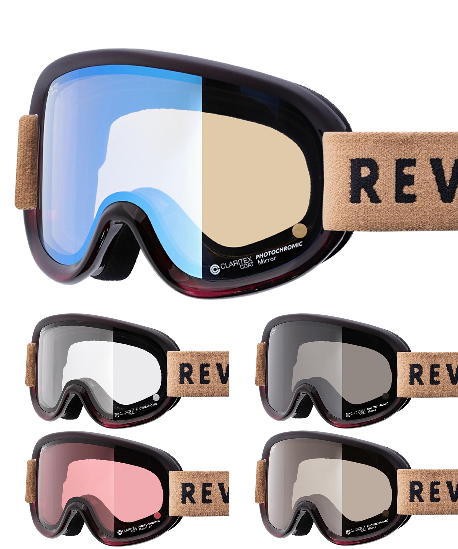 スノーボード ゴーグル ユニセックス REVOLT リボルト 平面レンズ 調光レンズ SUPER LIGHT FRAME ムラサキスポーツ 23-24モデル KK L8(PINKPOLA/CLEARPHO-F)