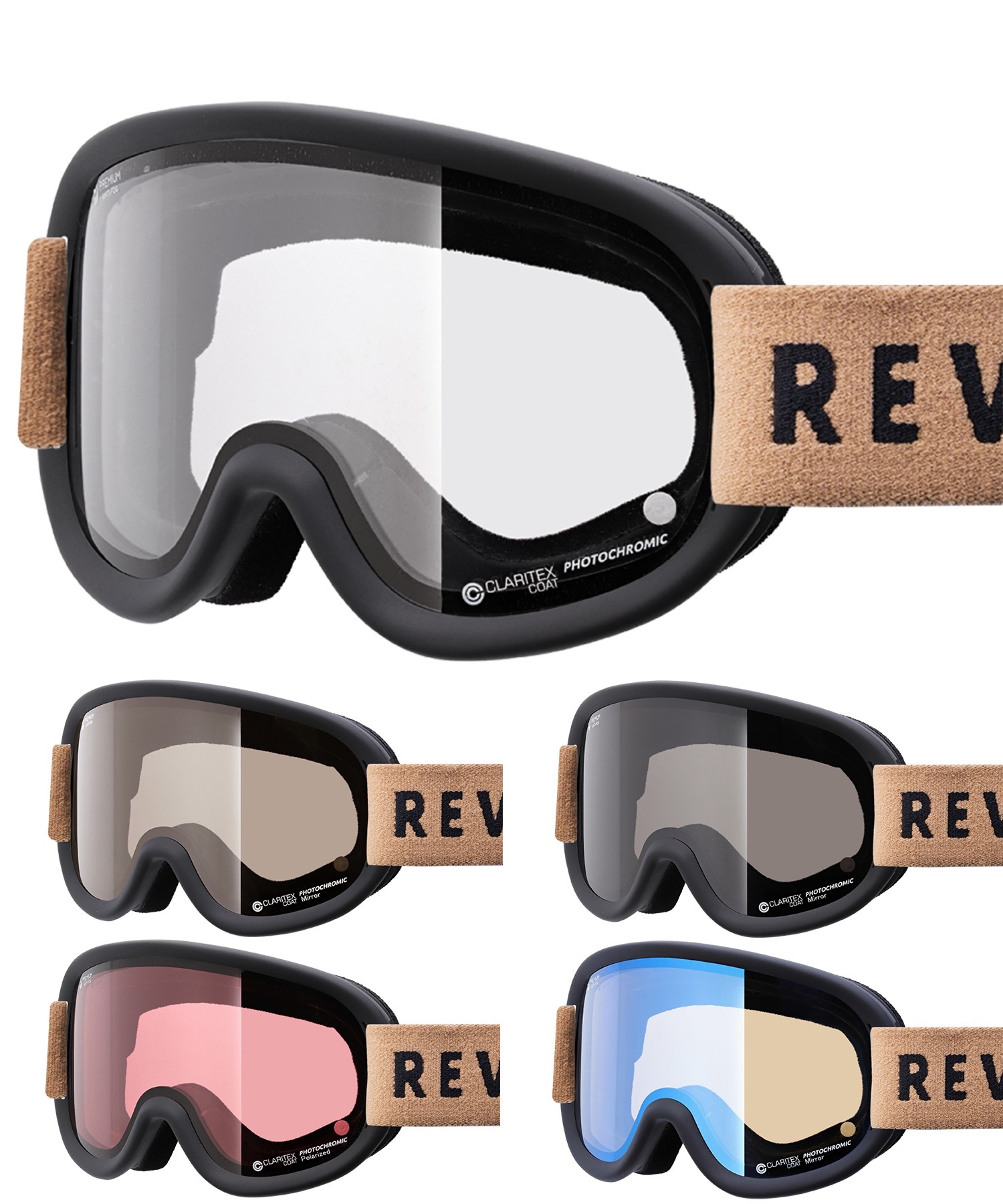 スノーボード ゴーグル ユニセックス REVOLT リボルト 平面レンズ 調光レンズ SUPER LIGHT FRAME ムラサキスポーツ 23-24モデル KK L8(BROWNMIRROR/CLEARPHO-F)