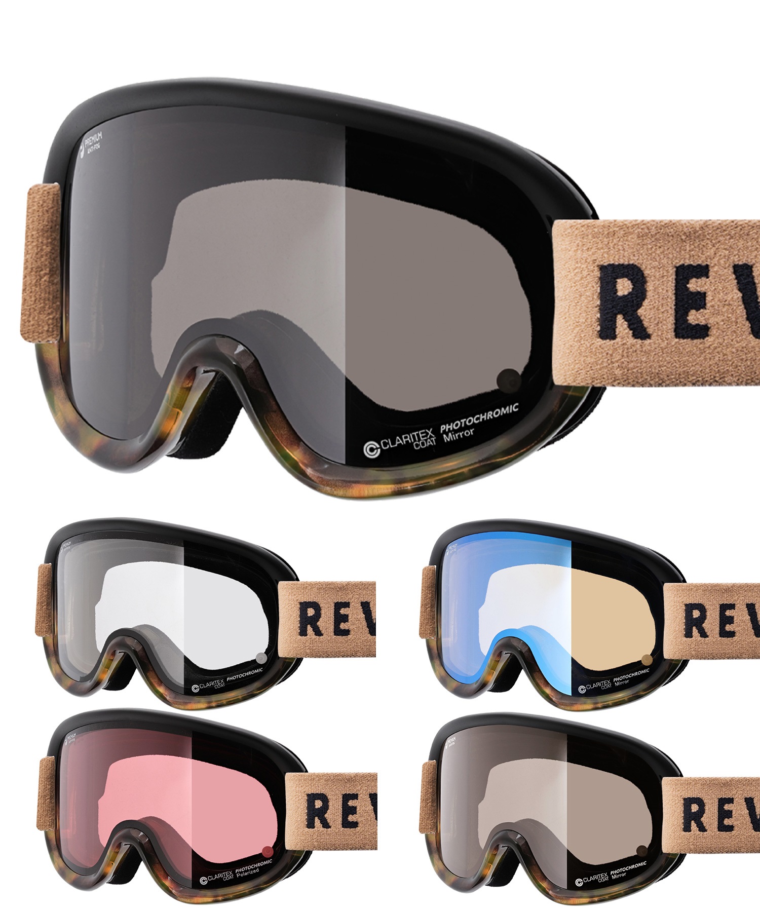 スノーボード ゴーグル ユニセックス REVOLT リボルト 平面レンズ 調光レンズ SUPER LIGHT FRAME ムラサキスポーツ 23-24モデル KK L8(BROWNMIRROR/CLEARPHO-F)