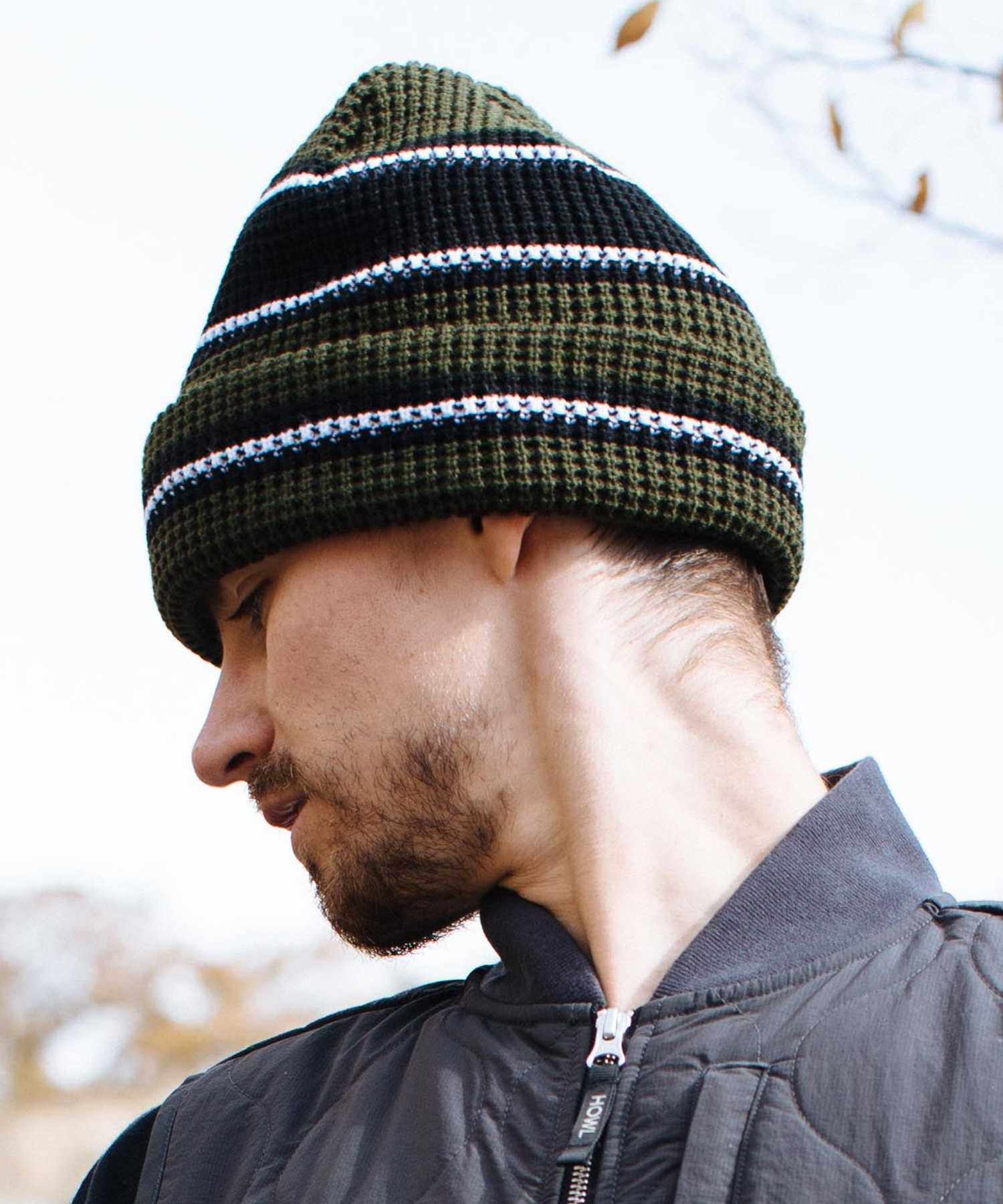 スノーボード ビーニー ユニセックス HOWL ハウル STRIPE BEANIE 11017241180103 ムラサキスポーツ 23-24モデル KK K4(DARKOLIVE-OS)