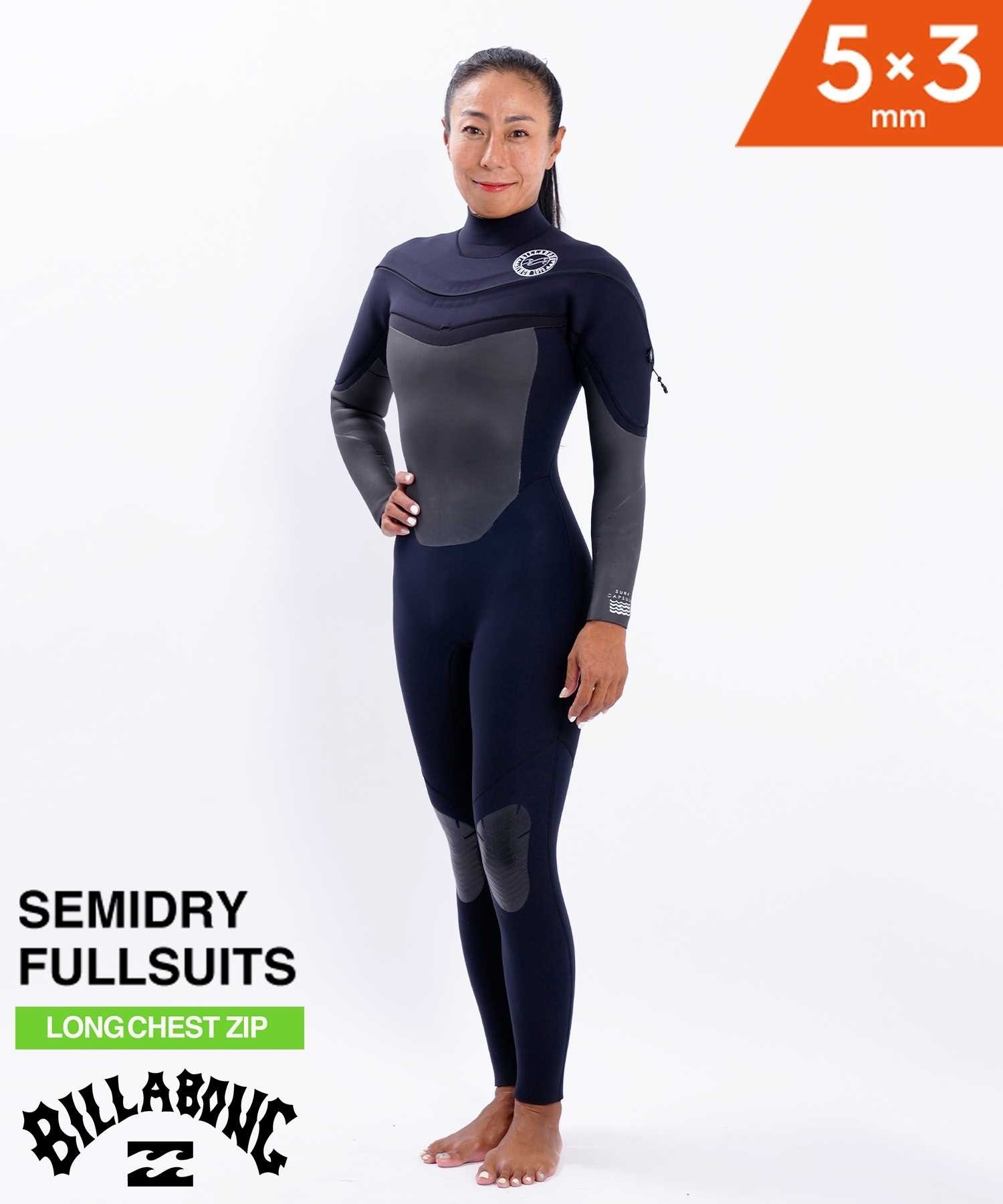 BILLABONG ビラボン SUPER SEMIDRY LIGHT スーパーセミドライ 5×3mm BD018-618  レディース ウェットスーツ セミドライ ムラサキスポーツ(BLK-M)