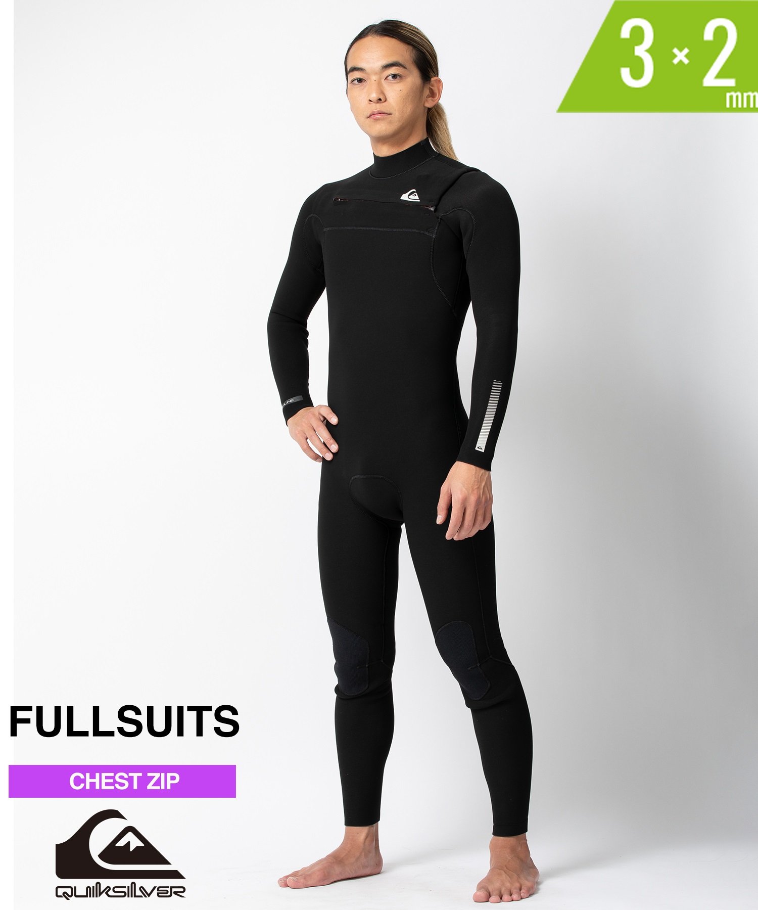 QUIKSILVER クイックシルバー CZ HIGHLINE 3X2 QWT241701 メンズ ウェットスーツ フルスーツ ムラサキスポーツ(BLK-M)