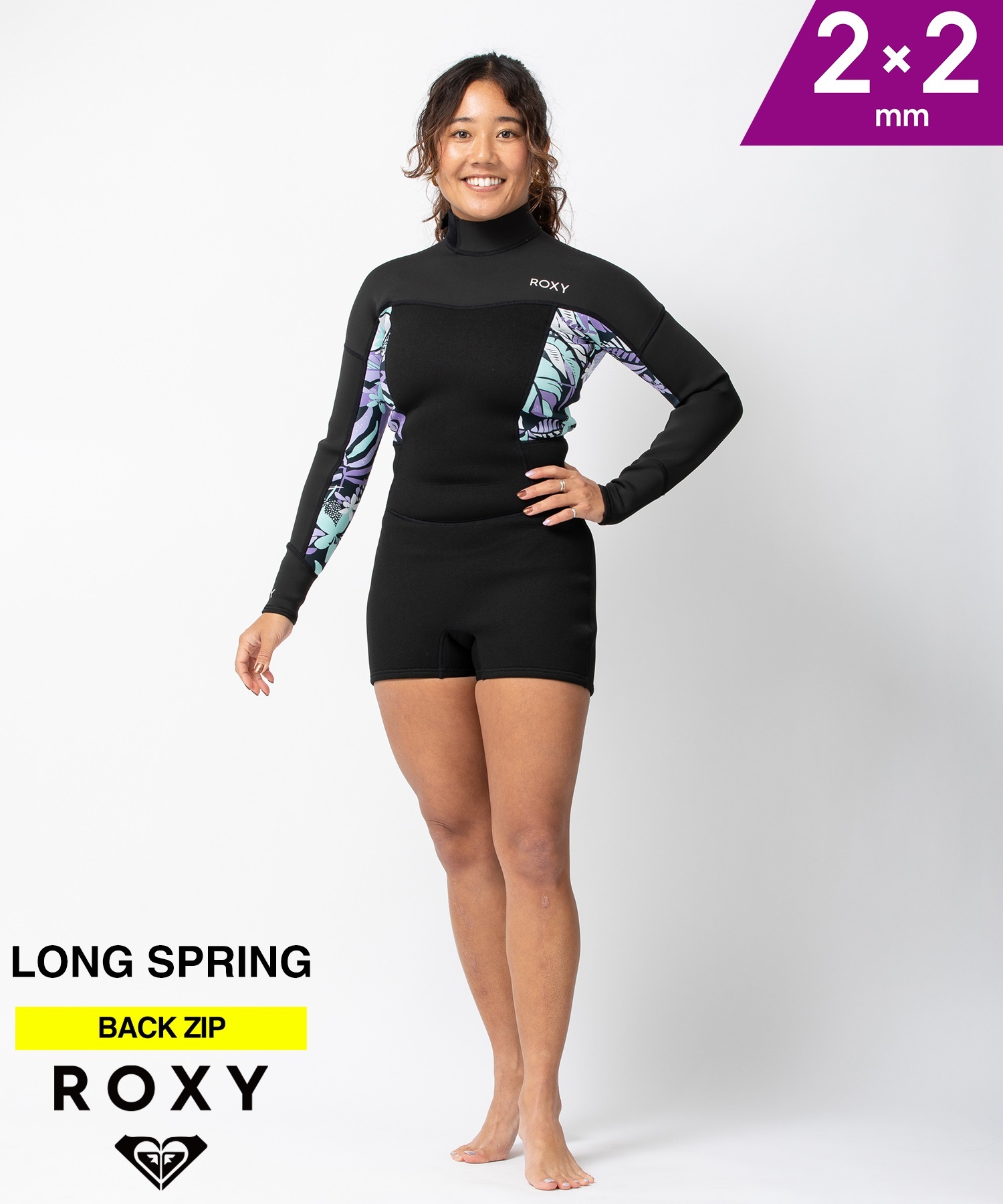 ROXY ロキシーBZ SWELL FL 2X2 RWT241709 レディース ウェットスーツ ロングスプリング ムラサキスポーツ(BLK-M)