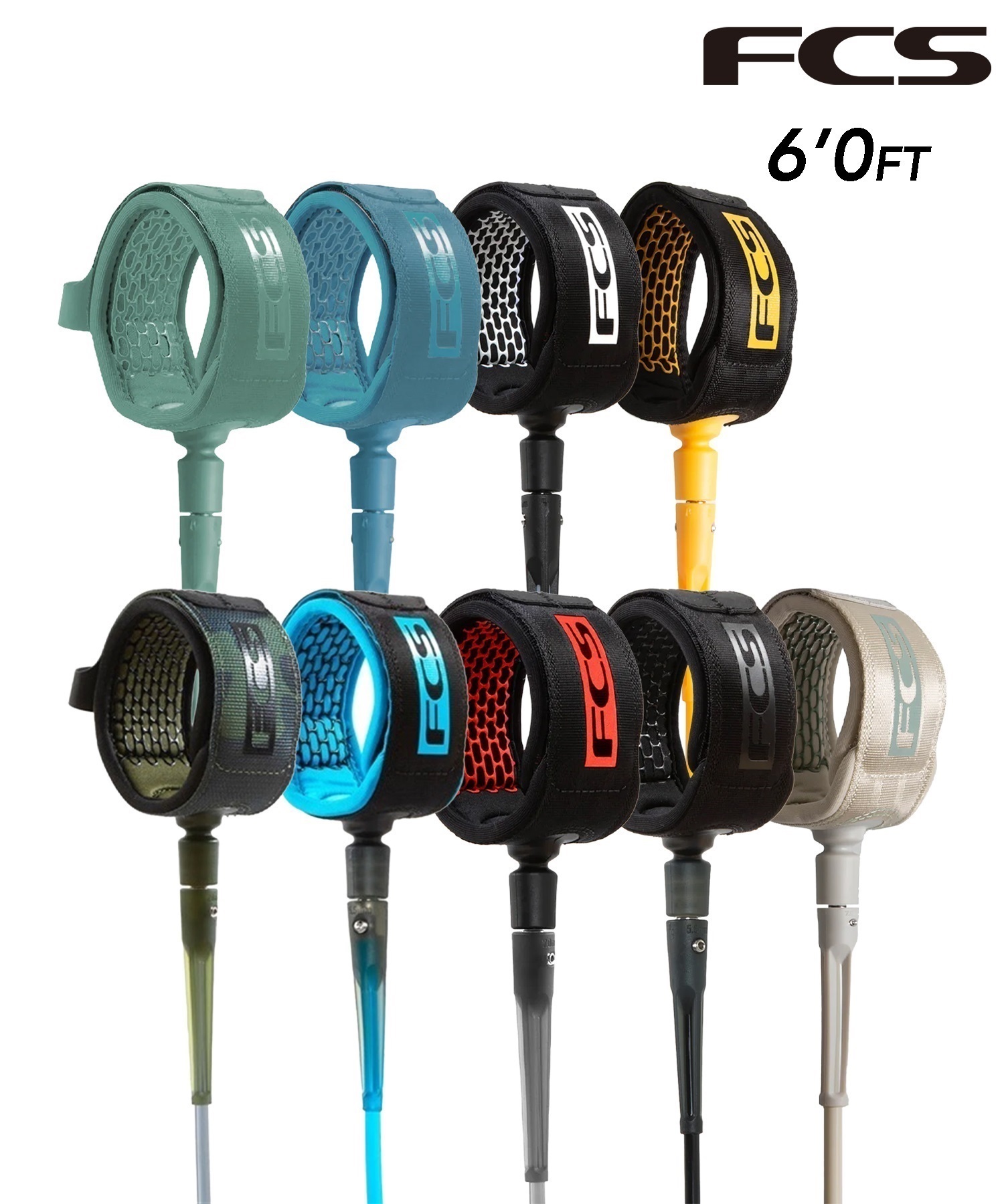 FCS エフシーエス ESSENTIAL LEASH エッセンシャル 6feet ALL ROUND サーフィン リーシュコード KK D18