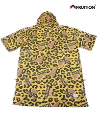 FRUITION グラフィックマイクロファイバーポンチョ サーフィン 着替え サウナ(LEOPARD YELLOW-ONESIZE)