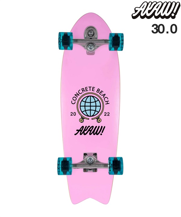 ロング スケートボード LAND SKATE AKAW アカウ CONCRETE BEACH PINK YEL 9.5inch KK J5