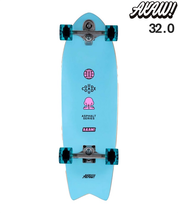 ロング スケートボード LAND SKATE AKAW アカウ CONCRETE WAVE BLUE PINK 10inch KK J5