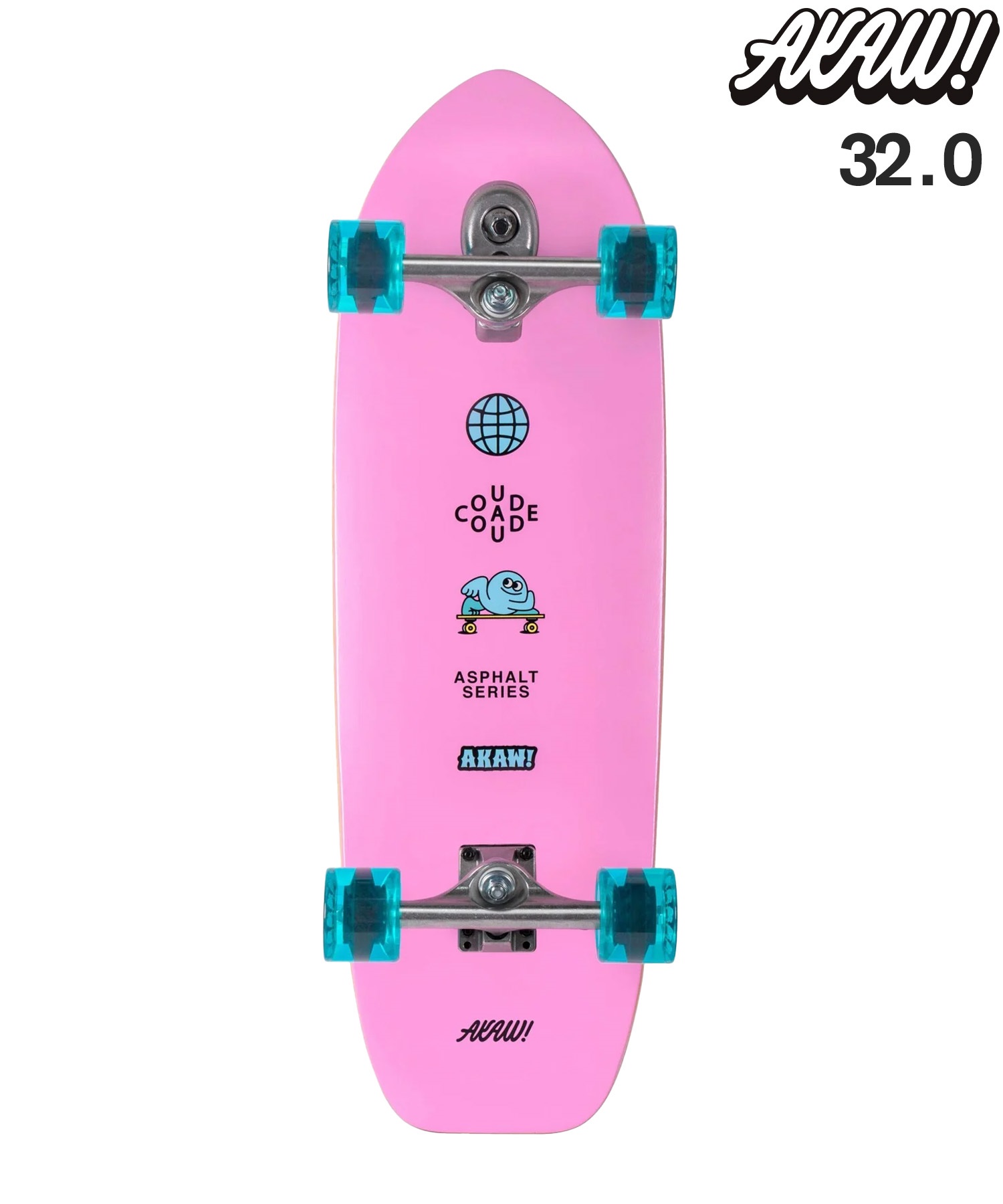 ロング スケートボード LAND SKATE AKAW アカウ CONCRETE WAVE PK BL 9.625inch KK J5(PNK-ONESIZE)