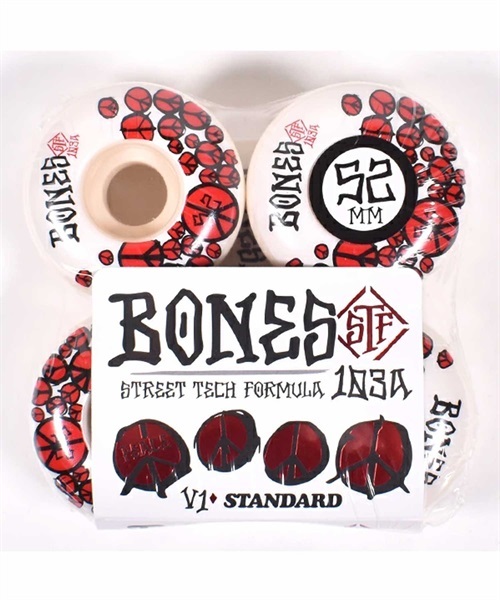 スケートボード ウィール BONES ボーンズ 33221187 STF PEACE V1 103A 52mm ハードウィール JJ F16(103A-52mm)