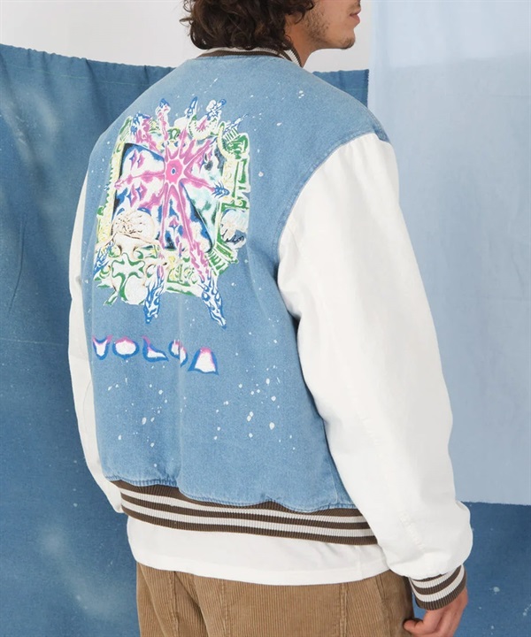 VOLCOM/ボルコム FEATURED ARTIST SAM RYSER JACKET メンズ スタジアムジャケット スタジャン バーシティジャケット デニム生地 A1632306
