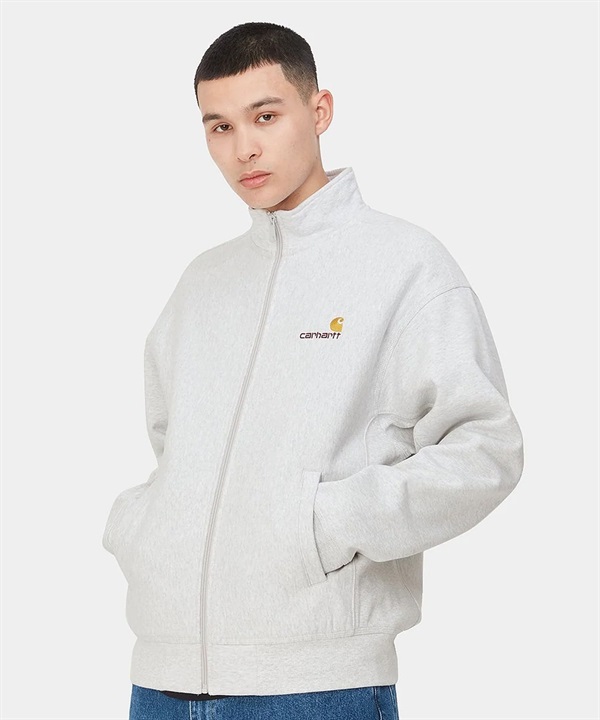 Carhartt/カーハート AMERICAN SCRIPT JACKET アメリカンスプリクト メンズ スウェット ジャケット 裏起毛 アッシュヘザー  グレー I031686