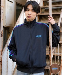 【ムラサキスポーツ別注】THRASHER スラッシャー メンズ トラックジャケット ビッグシルエット スポーツミックス THM-24SPJKT01(BLK-M)