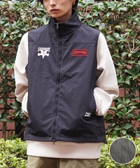 THRASHER スラッシャー メンズ スタンドカラーベスト ワッペン＆刺しゅう THM-24SPJKT02 ムラサキスポーツ別注(GRY-M)