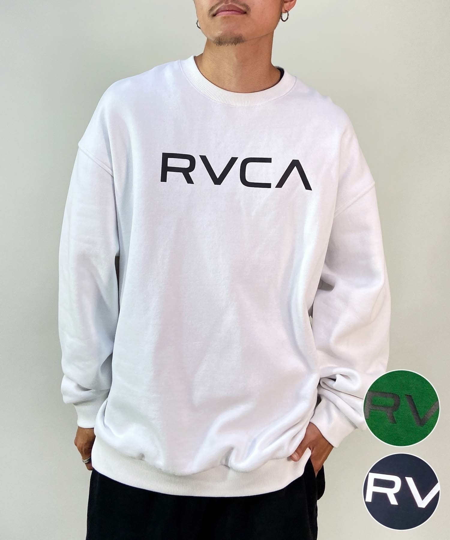 RVCA/ルーカ BIG RVCA CR メンズ トレーナー クルーネック スウェット オーバーサイズ 裏起毛 BD042-151(BLK-S)