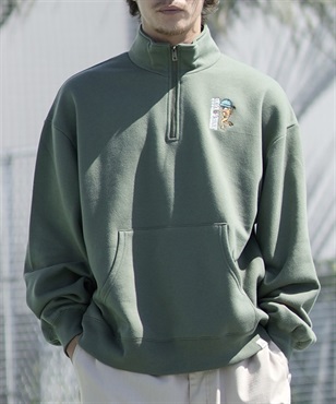 TOY MACHINE/トイマシーン トレーナー ハーフジップ スウェット クルーネック ビッグシルエット ワンポイント 裏起毛 MTMFDSW8 ムラサキスポーツ別注