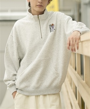 TOY MACHINE/トイマシーン トレーナー ハーフジップ スウェット クルーネック ビッグシルエット ワンポイント 裏起毛 MTMFDSW8 ムラサキスポーツ別注