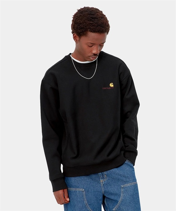 Carhartt/カーハート AMERICAN SCRIPT SWEATSHIRT アメリカンスプリクト メンズ スウェット トレーナー クルーネック 裏起毛 ブラック I025475
