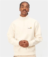 Carhartt/カーハート HALF ZIP AMERICAN SCRIPT  メンズ ハーフジップ トレーナー 裏起毛 アイボリー I027014