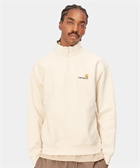 Carhartt/カーハート HALF ZIP AMERICAN SCRIPT  メンズ ハーフジップ トレーナー 裏起毛 アイボリー I027014