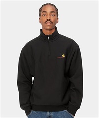 Carhartt/カーハート HALF ZIP AMERICAN SCRIPT アメリカンスクリプト メンズ ハーフジップ スウェット トレーナー 裏起毛 ブラック I027014