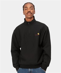 Carhartt/カーハート HALF ZIP AMERICAN SCRIPT アメリカンスクリプト メンズ ハーフジップ スウェット トレーナー 裏起毛 ブラック I027014(BLACK-S)