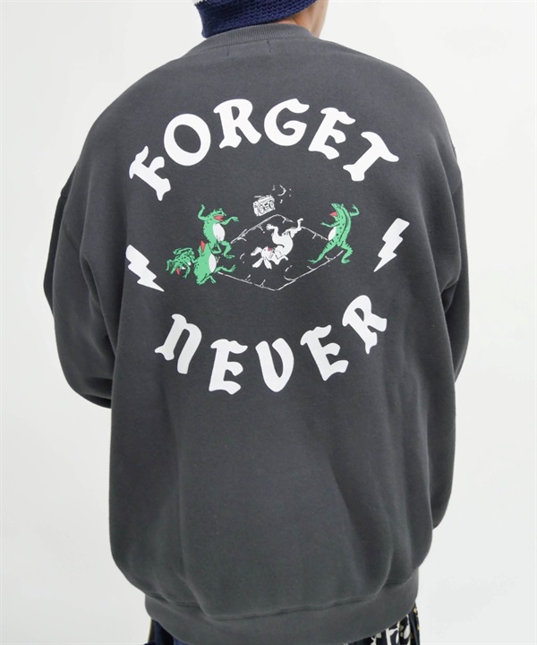 FORGET NEVER/フォーゲットネバー ヘビーウェイト 裏起毛 メンズ トレーナー クルーネックスウェット バックロゴ 234OO1TR090FN ムラサキスポーツ別注