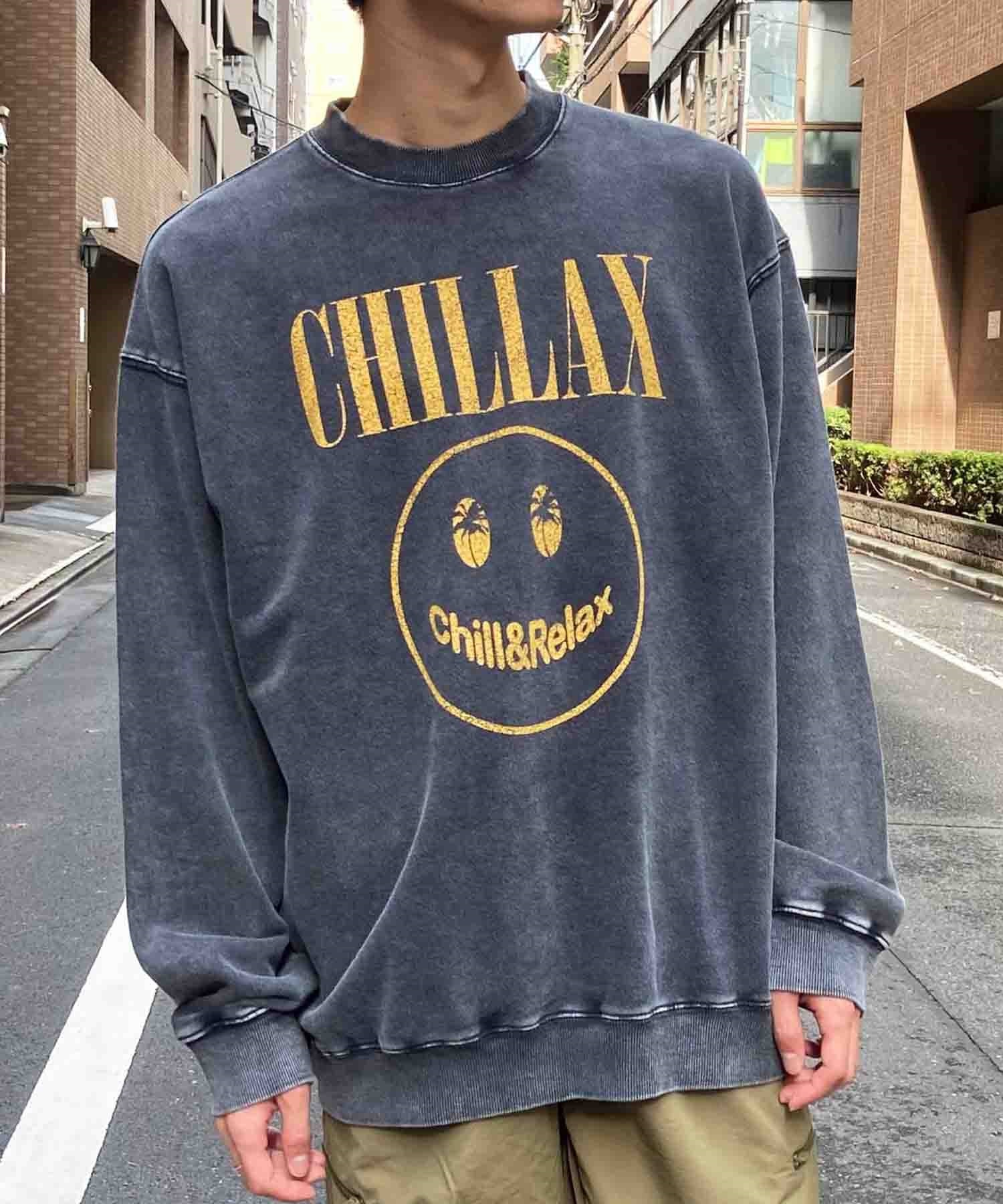 CHILLAX/チラックス メンズ スウェットトレーナー バンドTEE オーバーサイズ 234OO1TR093CL(BLK-3-M)