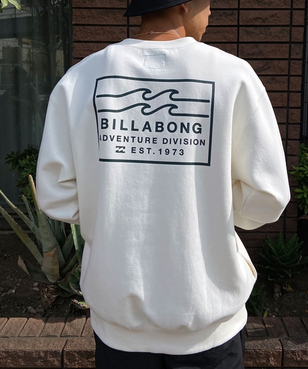 BILLABONG ビラボン メンズ トレーナー クルーネック スウェット ヴィンテージ風 バックプリント 薄手 サイドポケット BE011-002
