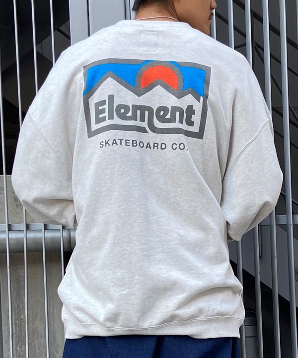ELEMENT エレメント メンズ トレーナー クルーネック スウェット バックプリント サイドポケット 裏毛 BE021-006