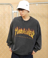 【ムラサキスポーツ別注】THRASHER/スラッシャー パウダーブリーチ加工 カスレプリント ビッグシルエット 古着風テイスト THM-24ASCS01