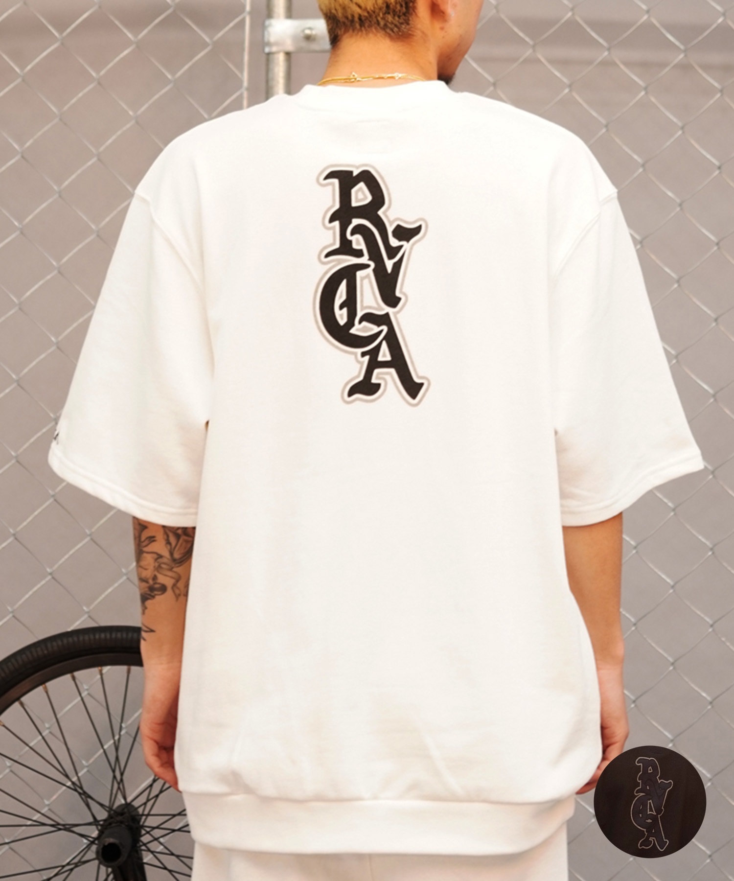 RVCA ルーカ OE HALF SWEAT CREW メンズ 半袖 トレーナー クルーネック バックプリント セットアップ対応 BE041-005(BLK-S)