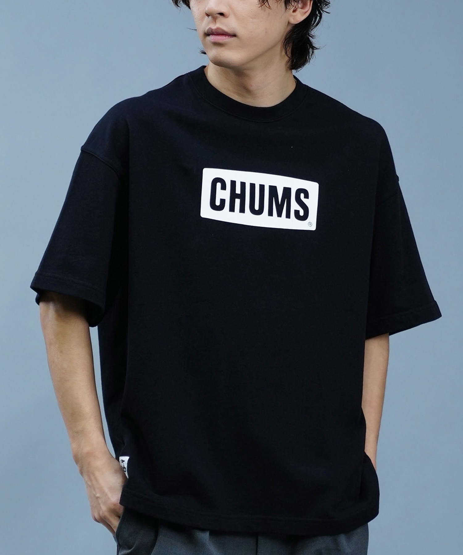 CHUMS チャムス メンズ トレーナー 半袖 クルーネック スウェット ロゴ プリント オーバーサイズ 裏毛 CH00-1446(K071-M)