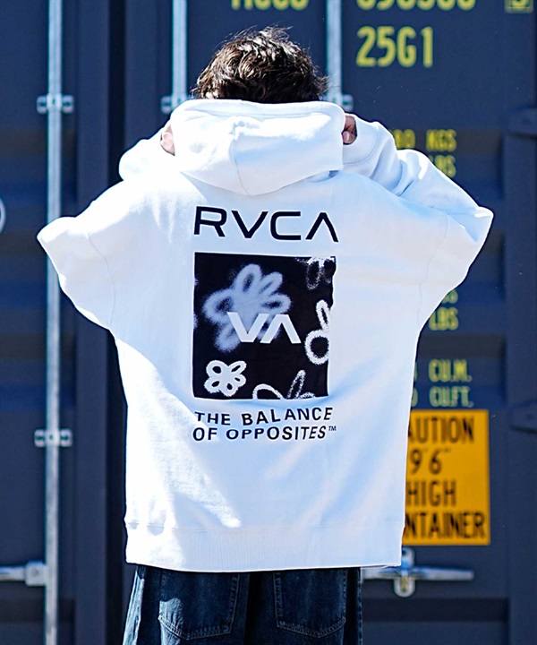 RVCA/ルーカ メンズ スクエア ロゴ オーバーサイズ クルーネック パーカー BD042-162