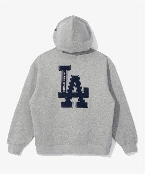 NEW ERA/ニューエラ MLB ロサンゼルス・ドジャース ベーシック ロゴ フーディー グレー パーカー プルオーバー 裏起毛 KOREAモデル 13803149