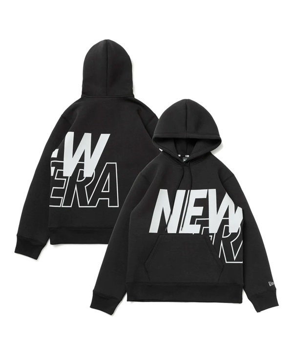 NEW ERA/ニューエラ テック スウェット プルオーバーフーディー Overlap Logo ブラック Performance Apparel メンズ パーカー 13755345
