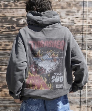 THRASHER/スラッシャー パーカー ピグメント染 カスレバックプリント ヴィンテージライク 23MS-PHD2 ムラサキスポーツ別注