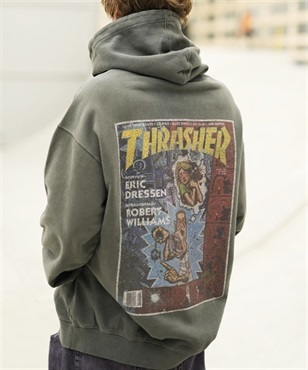 【マトメガイ対象】THRASHER/スラッシャー パーカー ピグメント染 カスレバックプリント ヴィンテージライク 23MS-PHD2 ムラサキスポーツ別注